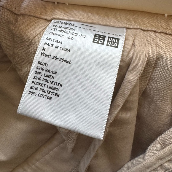 Uniqlo Women’s Linen Blend Tucked Wide Pants (M, 28-29in waist) - Picture 5 of 5